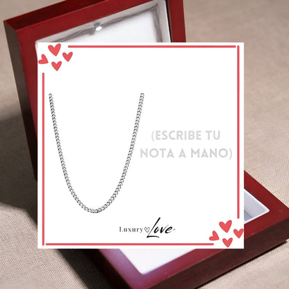 Collar Cuban Style® Plateado para mi Padre (con carta dedicada a escoger)
