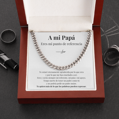 Collar Cuban Style® Plateado para mi Padre (con carta dedicada a escoger)