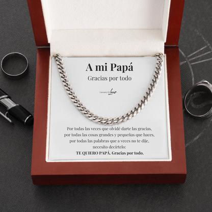Collar Cuban Style® Plateado para mi Padre (con carta dedicada a escoger)