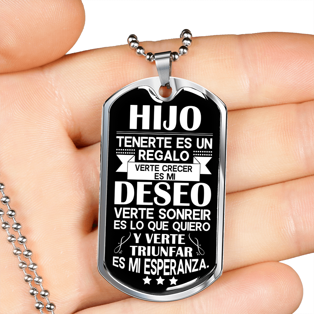 A Mi Hijo - Eres Mi Mejor Regalo - Collar de Placa (Estilo Militar)