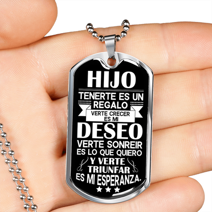 A Mi Hijo - Eres Mi Mejor Regalo - Collar de Placa (Estilo Militar)