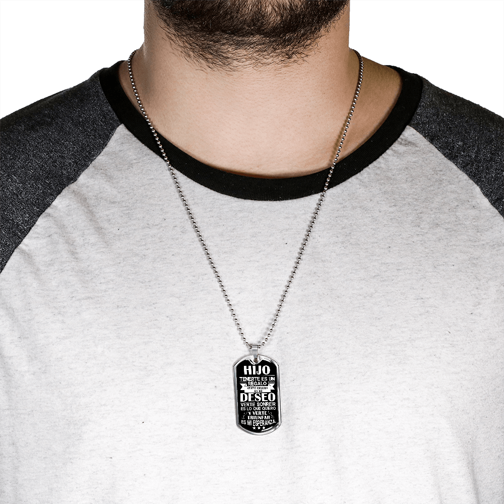 A Mi Hijo - Eres Mi Mejor Regalo - Collar de Placa (Estilo Militar)
