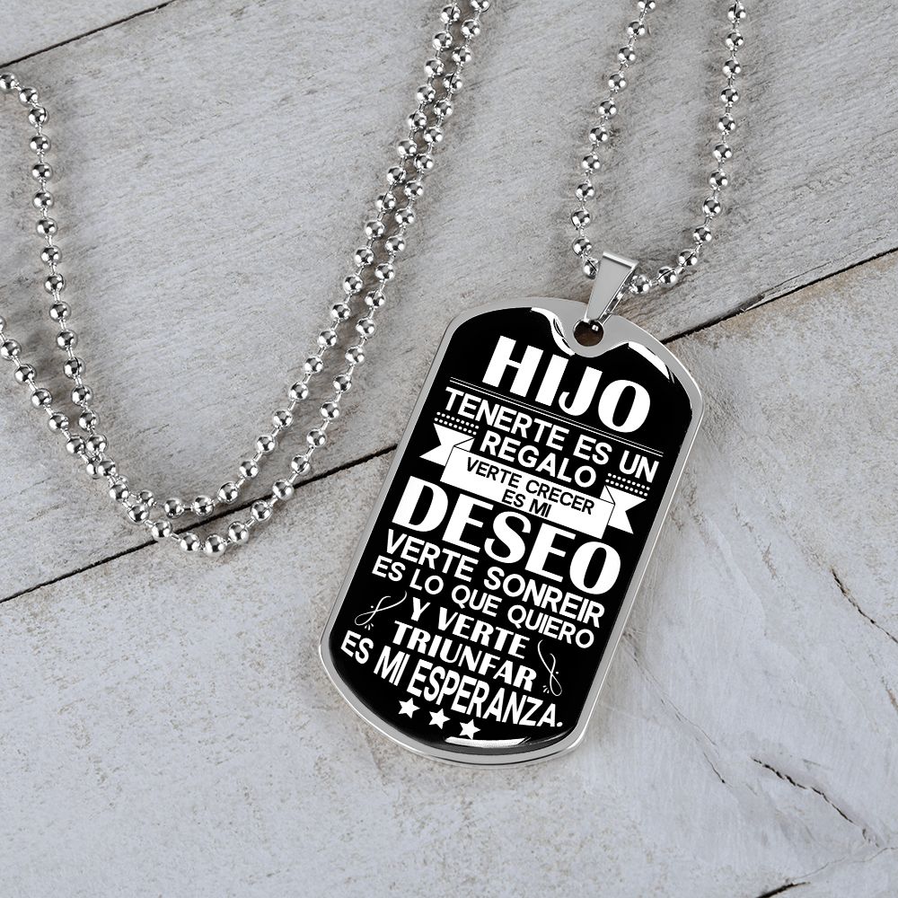 A Mi Hijo - Eres Mi Mejor Regalo - Collar de Placa (Estilo Militar)