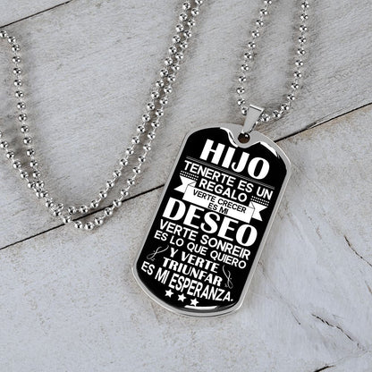 A Mi Hijo - Eres Mi Mejor Regalo - Collar de Placa (Estilo Militar)