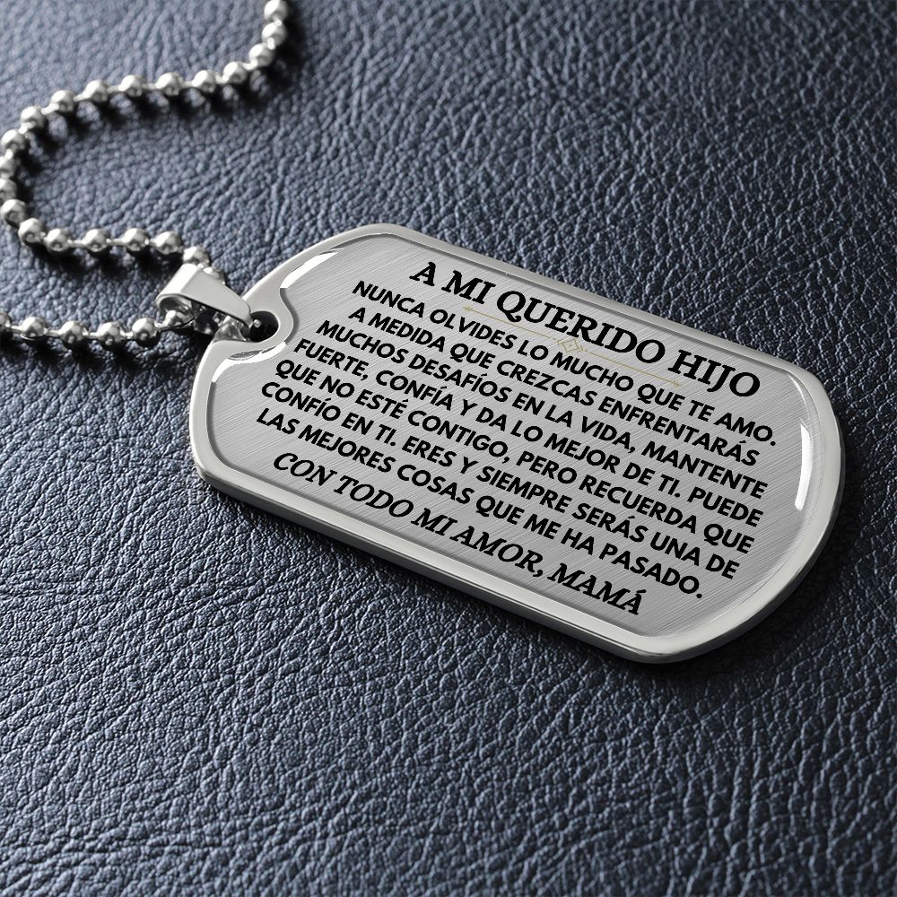 A Mi Querido Hijo - Collar de Placa (Estilo Militar)