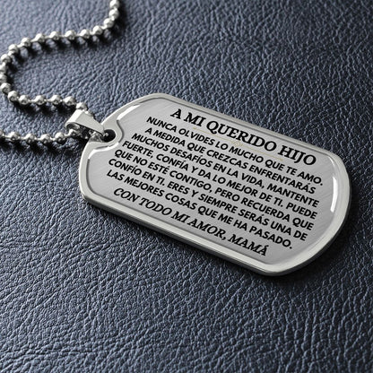 A Mi Querido Hijo - Collar de Placa (Estilo Militar)