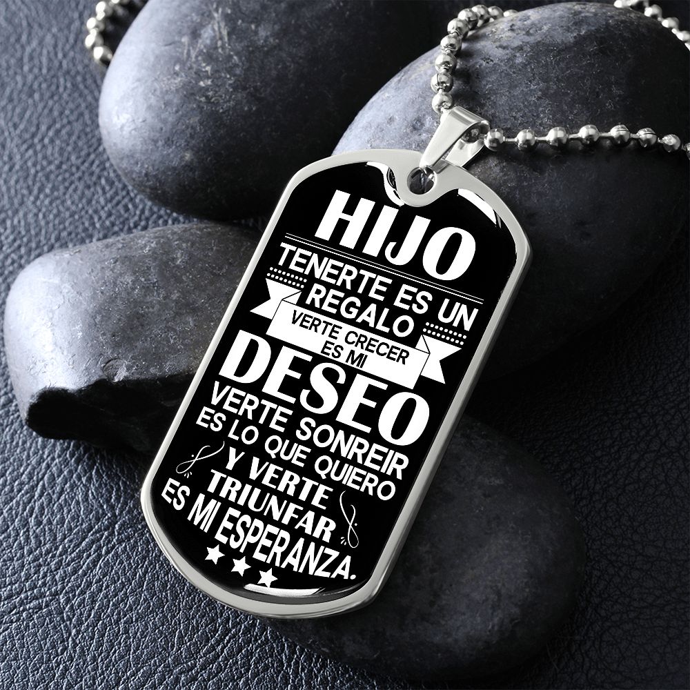 A Mi Hijo - Eres Mi Mejor Regalo - Collar de Placa (Estilo Militar)