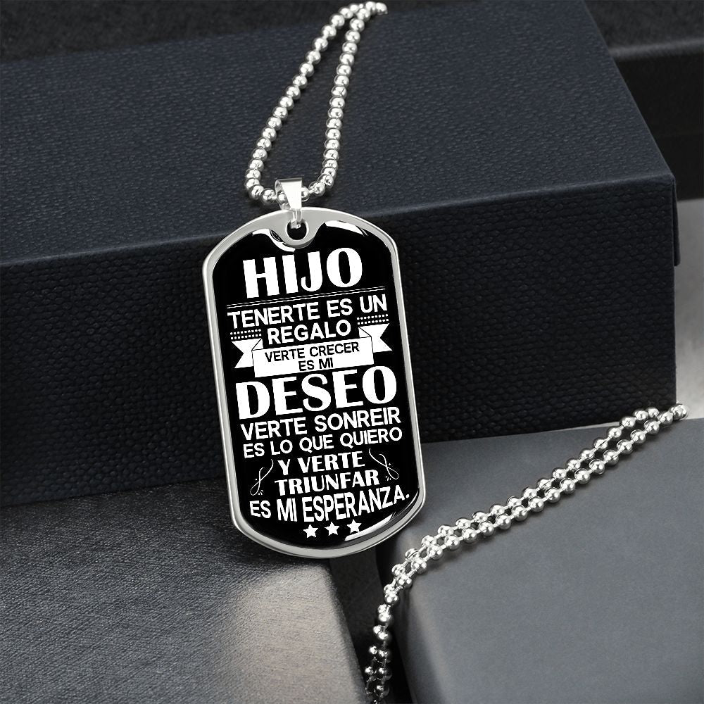 A Mi Hijo - Eres Mi Mejor Regalo - Collar de Placa (Estilo Militar)