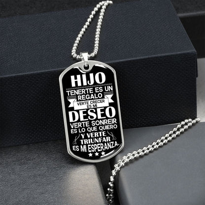 A Mi Hijo - Eres Mi Mejor Regalo - Collar de Placa (Estilo Militar)