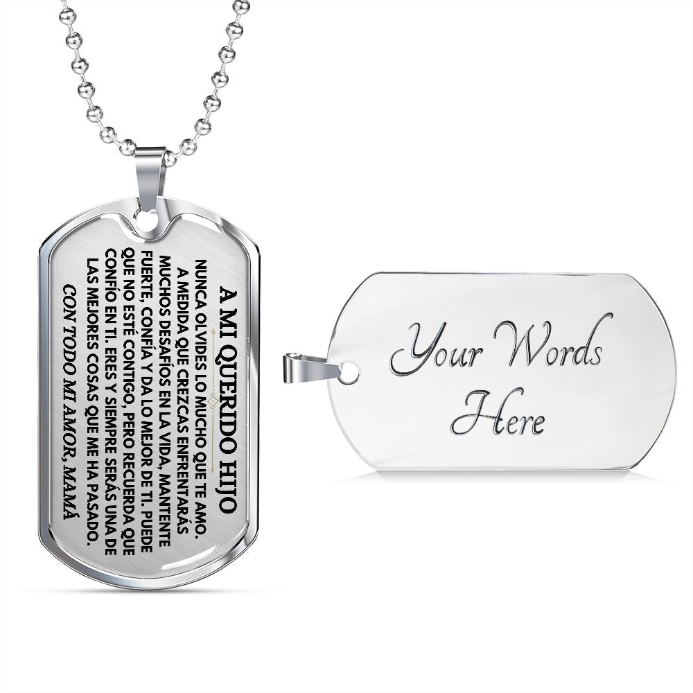 A Mi Querido Hijo - Collar de Placa (Estilo Militar)