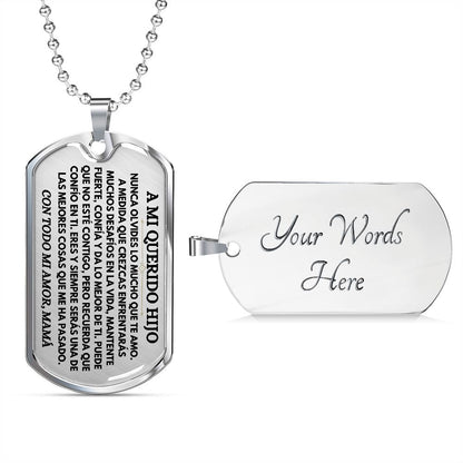 A Mi Querido Hijo - Collar de Placa (Estilo Militar)