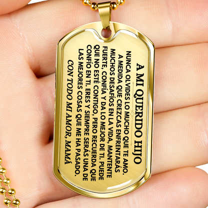 A Mi Querido Hijo - Collar de Placa (Estilo Militar)