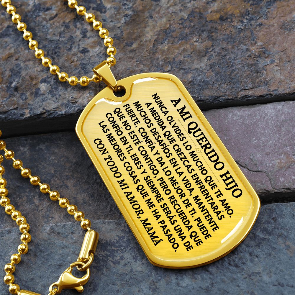 A Mi Querido Hijo - Collar de Placa (Estilo Militar)