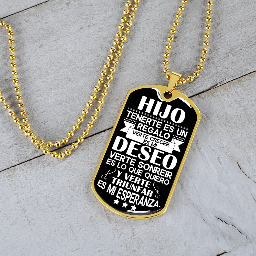 A Mi Hijo - Eres Mi Mejor Regalo - Collar de Placa (Estilo Militar)