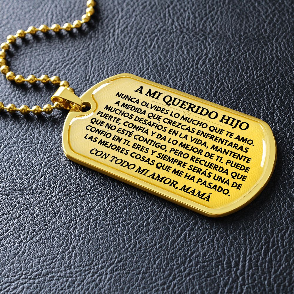 A Mi Querido Hijo - Collar de Placa (Estilo Militar)