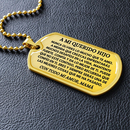 A Mi Querido Hijo - Collar de Placa (Estilo Militar)