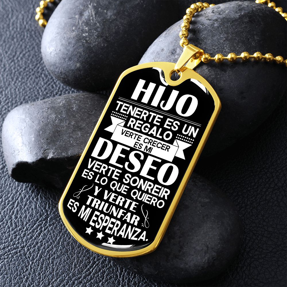 A Mi Hijo - Eres Mi Mejor Regalo - Collar de Placa (Estilo Militar)