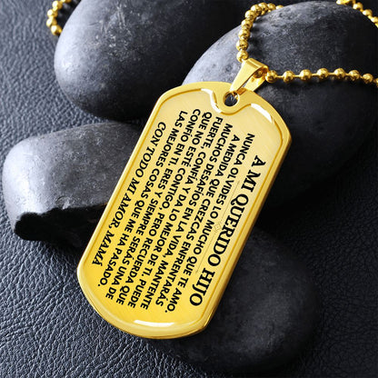 A Mi Querido Hijo - Collar de Placa (Estilo Militar)