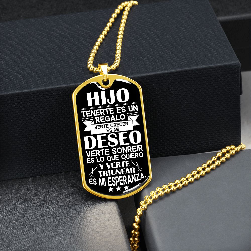 A Mi Hijo - Eres Mi Mejor Regalo - Collar de Placa (Estilo Militar)