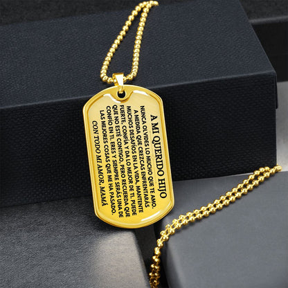 A Mi Querido Hijo - Collar de Placa (Estilo Militar)