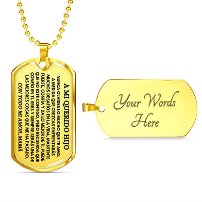 A Mi Querido Hijo - Collar de Placa (Estilo Militar)